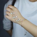 Enamel Evil Eye Charm Long Chain Women Slave Bracelet