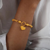 316L Stainless Steel Heart Pendant Bracelet & Bangles Set for Women