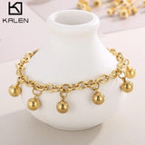 Stainless Steel Bead Pendant Bracelet for Women