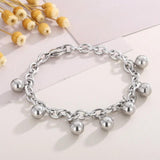 Stainless Steel Bead Pendant Bracelet for Women