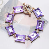Purple Yellow Glass Crystal Bracelets Boho Statement Jewelry Women