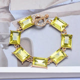 Purple Yellow Glass Crystal Bracelets Boho Statement Jewelry Women
