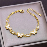 316L Square Zircon Butterfly Charm Bracelet for Women
