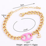 Pig Nose Soda Cap Twin Hole Enamel Charm Bracelet