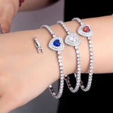 Red Cubic Zirconia Love Heart Bracelet Anniversary Jewelry