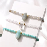 Natural Amethyst Crystal Bracelet Small Beads Hexagonal Charms Bangle Yoga Gift