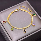 Geometric Zircon Charm 2 Layer Bracelet