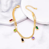 Geometric Zircon Charm 2 Layer Bracelet