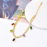 Geometric Zircon Charm 2 Layer Bracelet