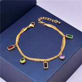 Geometric Zircon Charm 2 Layer Bracelet