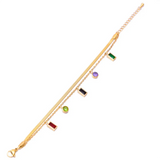 Geometric Zircon Charm 2 Layer Bracelet
