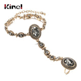 Kinel Boho Charm Bracelet 585 Alloy Crystal Flower Link Bracelet