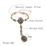 Kinel Boho Charm Bracelet 585 Alloy Crystal Flower Link Bracelet