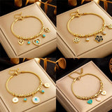 Zircon Charm Bracelet for Women Girl, Waterproof Stainless Steel