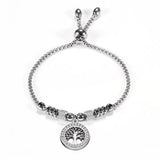 Vintage Silver Charm Bracelet with Tree of life Pendant Crystal Ball