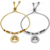 Vintage Silver Charm Bracelet with Tree of life Pendant Crystal Ball