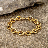 18K Plated Cuban Chain Wristband Stainless Steel Golden Bracelet