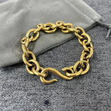 18K Plated Cuban Chain Wristband Stainless Steel Golden Bracelet