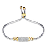 Stainless Steel Charm Bracelet For Women Cubic Zirconia Adjustable