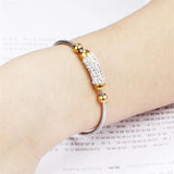 Stainless Steel Charm Bracelet For Women Cubic Zirconia Adjustable
