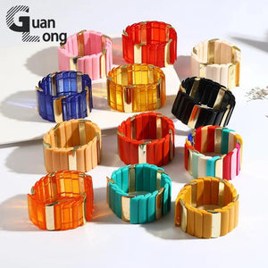 Wide Beaded Chain Bracelet for Girls Charm Resin Bangles