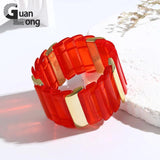 Wide Beaded Chain Bracelet for Girls Charm Resin Bangles