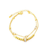 2-Layer Zircon Rotating Beads Charm Bracelet