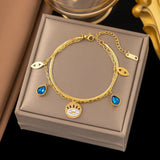 Zircon Crystal Eye Droplet Charm Chain Bracelets