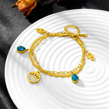 Zircon Crystal Eye Droplet Charm Chain Bracelets