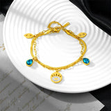 Zircon Crystal Eye Droplet Charm Chain Bracelets