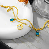Zircon Crystal Eye Droplet Charm Chain Bracelets
