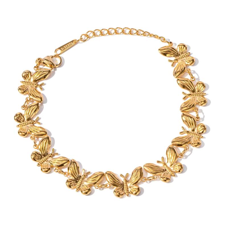 Youthway Stainless Steel Butterfly Chain Bracelet 18K Plated Charm Women Jewelry