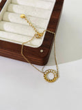 Peri'sbox Twist Circle Charm Bracelet with Cz Zircon Stainless Steel