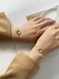 Peri'sbox Twist Circle Charm Bracelet with Cz Zircon Stainless Steel