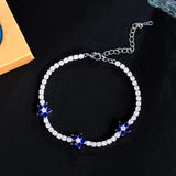 High Green CZ Flower Charm Silver Bracelet