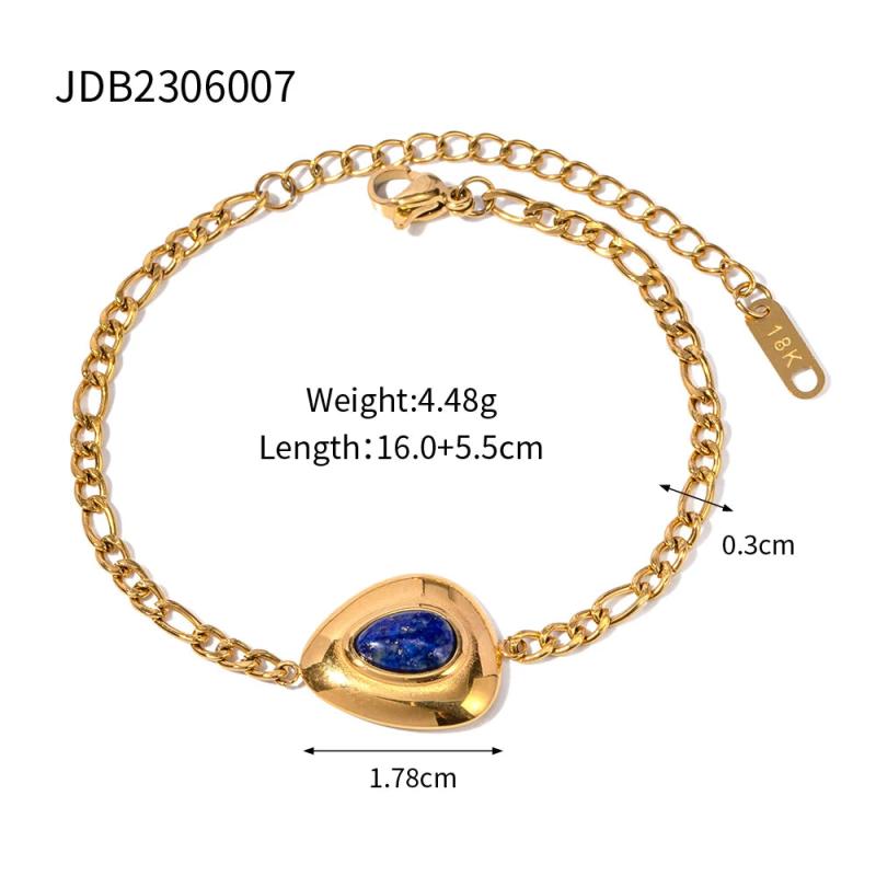Youthway Waterproof Stainless Steel Triangle Lapis Pendant Bracelet