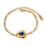 Youthway Waterproof Stainless Steel Triangle Lapis Pendant Bracelet