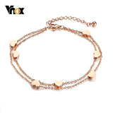 Heart Love Charm Bracelets for Women Double Chain Rose
