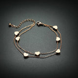Heart Love Charm Bracelets for Women Double Chain Rose