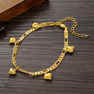 Ethiopia Africa Heart Shaped Anklet Bracelet 24K Plated Charm Wedding Party Gift