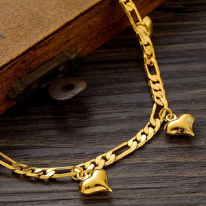 Ethiopia Africa Heart Shaped Anklet Bracelet 24K Plated Charm Wedding Party Gift