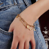316L Stainless Steel Heart Bracelets Set for Women Bohemian Charm Bangles