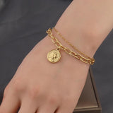 316L Stainless Steel Heart Bracelets Set for Women Bohemian Charm Bangles