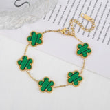 Stainless Steel Five-Leaf Petal Bracelet Charm for Women Girl