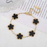 Stainless Steel Five-Leaf Petal Bracelet Charm for Women Girl