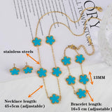 Stainless Steel Five-Leaf Petal Bracelet Charm for Women Girl
