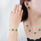 Stainless Steel Five-Leaf Petal Bracelet Charm for Women Girl