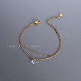 Waterproof Stainless Steel Snake Chain Bracelet with CZ Charm for Women