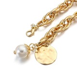 Chunky Chain Pearl Charm Bracelet Women Jewelry