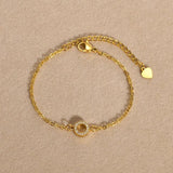 Heart CZ Chain Bracelet for Women, Stainless Steel Charms